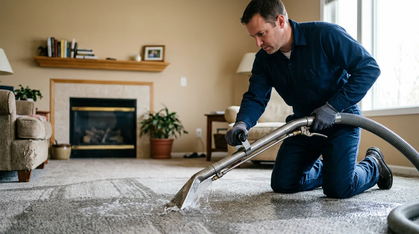 Water damage restoration technician working near Deering, ND